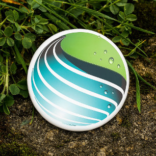 Macaron Rond 7,6 Cm Abstrait Green and Blue Globe Modern Earth
