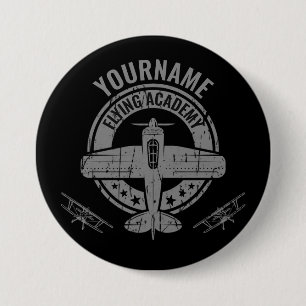 Macaron Rond 7,6 Cm Académie de pilotage d'avion Vintage personnalisée