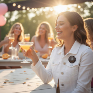 Macaron Rond 7,6 Cm Acheter un verre à la mariée Bouton Code QR