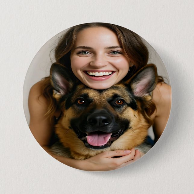 Macaron Rond 7,6 Cm Add German Shepherd Photo Personalize (Devant)