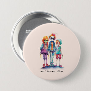 Macaron Rond 7,6 Cm Adorable Pastel Zombie Trio - Joli Halloween