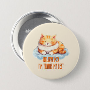 Macaron Rond 7,6 Cm Adorable Tabby Orange Chat - Je tente mon meilleur