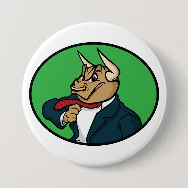 Macaron Rond 7,6 Cm Aggressive Bull in Business Suit (Devant)