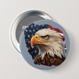 Macaron Rond 7,6 Cm Aigle à drapeau américain