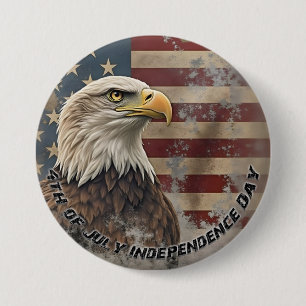 Macaron Rond 7,6 Cm Aigle et drapeau majestueux - Esprit de liberté