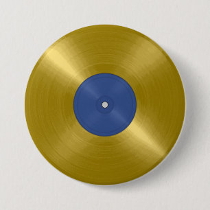 Macaron Rond 7,6 Cm Album Gold Vinyl Record