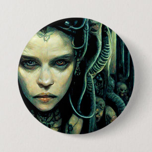Macaron Rond 7,6 Cm Alien Tech Girl Science Fiction