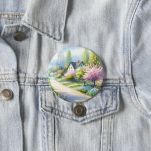 Macaron Rond 7,6 Cm Allée du pays de la fleur enchantée