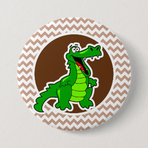 Macaron Rond 7,6 Cm Alligator ; Brown Chevron