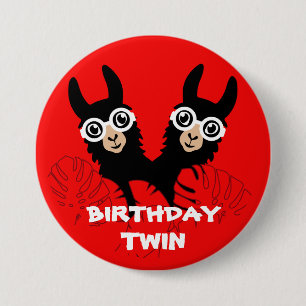 Macaron Rond 7,6 Cm Alpaca llama Twins Anniversaire