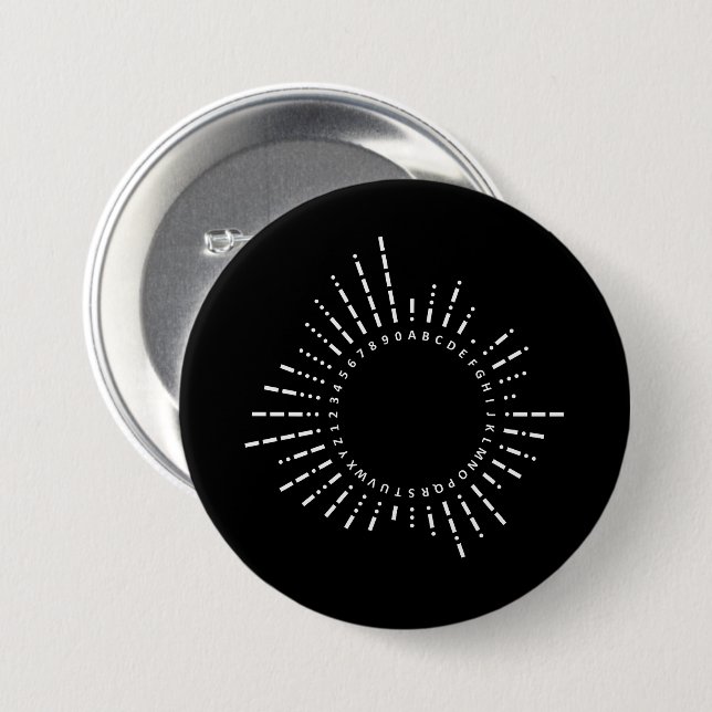 Macaron Rond 7,6 Cm Alphabet Code Morse (Devant & derrière)