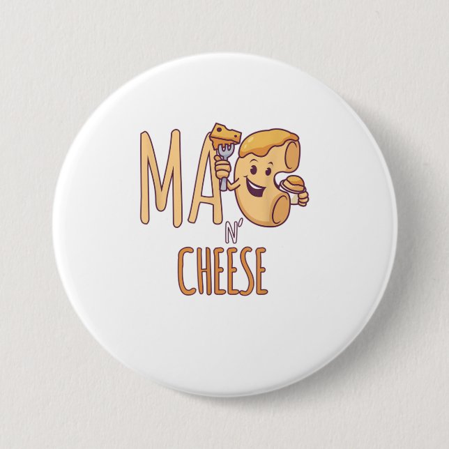 Macaron Rond 7,6 Cm Amateur de nourriture pour Mac et fromage (Devant)