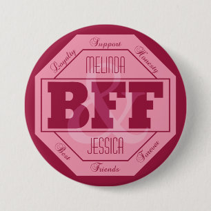 Macaron Rond 7,6 Cm Amitié de BFF - noms faits sur commande - boutons