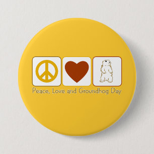 Macaron Rond 7,6 Cm Amour de paix et jour de Groundhog