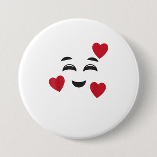 Macaron Rond 7,6 Cm Amour drôle souriant Emojis Coeurs Halloween Amour