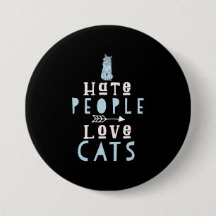 Macaron Rond 7,6 Cm Amoureux des chats I Love Chats Et Personnes