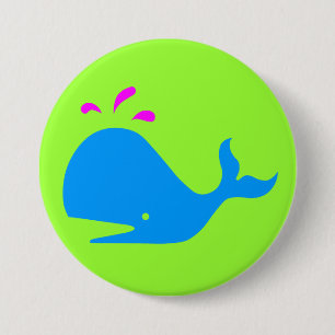 Macaron Rond 7,6 Cm Andy Whale Célibataires_aqua, magenta sur vert