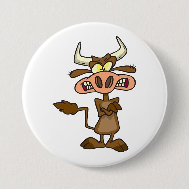 Macaron Rond 7,6 Cm Angry Cartoon Bull Funny Grumpy (Devant)