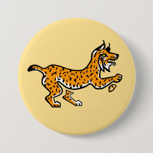 Macaron Rond 7,6 Cm Animaux sauvages - Ibérique LYNX - jaune