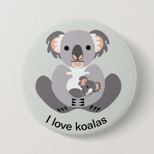 Macaron Rond 7,6 Cm Animaux sauvages - J'aime KOALAS - Animaux austral