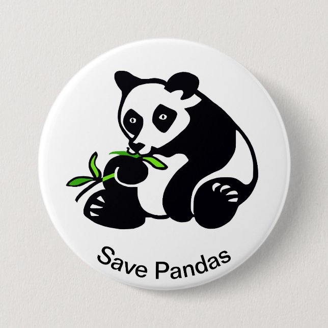 Macaron Rond 7,6 Cm Animaux sauvages - Save PANDAS - faune (Devant)