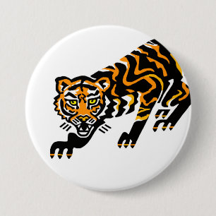 Macaron Rond 7,6 Cm Animaux sauvages - TIGER Graphique - Faune - Natur
