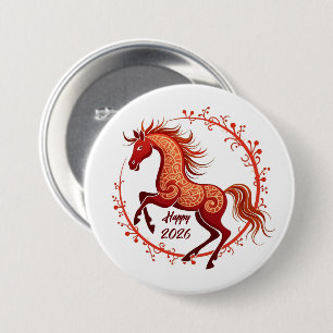 Macaron Rond 7,6 Cm Année du cheval 2026