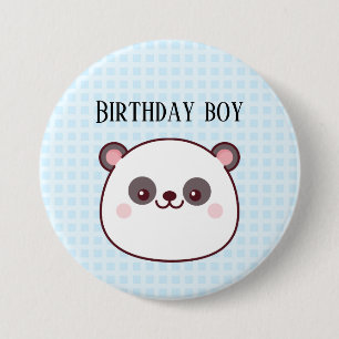 Macaron Rond 7,6 Cm Anniversaire Boy Panda Kawaii