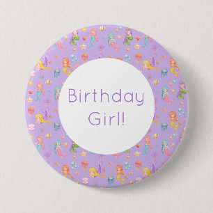 Macaron Rond 7,6 Cm Anniversaire de Mermaid