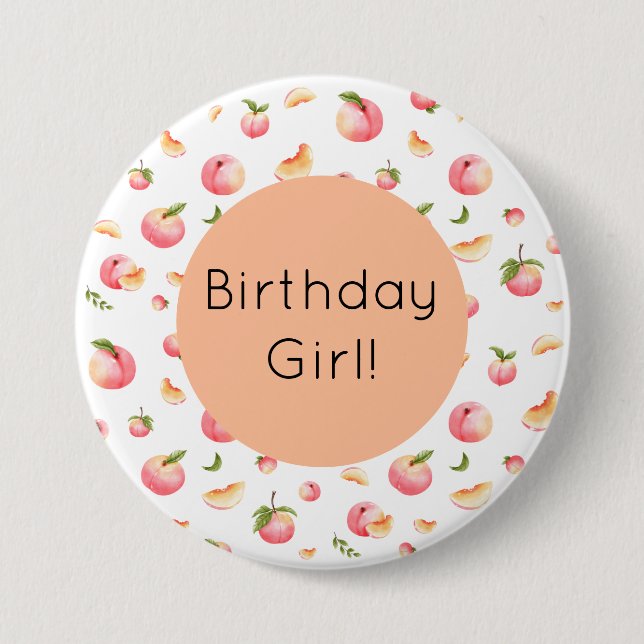 Macaron Rond 7,6 Cm Anniversaire de Peach (Devant)
