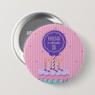 Macaron Rond 7,6 Cm Anniversaire de Retro