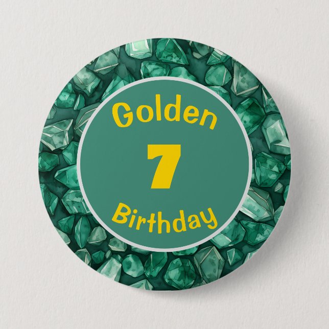 Macaron Rond 7,6 Cm Anniversaire d'or Mai Birthstone Custom Button (Devant)