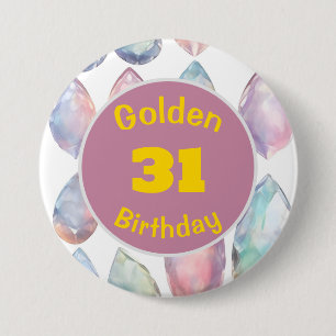 Macaron Rond 7,6 Cm Anniversaire doré Octobre Pierre d'anniversaire Bo