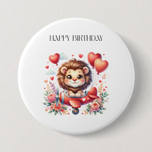Macaron Rond 7,6 Cm Anniversaire Lion Volant