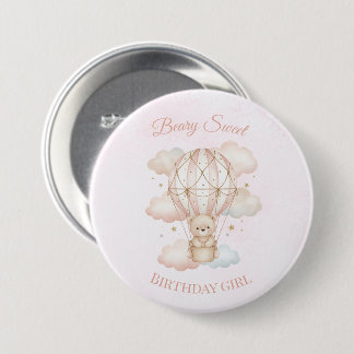 Macaron Rond 7,6 Cm Anniversaire Montgolfière Beary Sweet