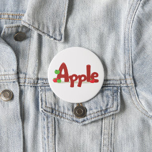 Macaron Rond 7,6 Cm Apple Word Art avec des pommes rouges et vertes