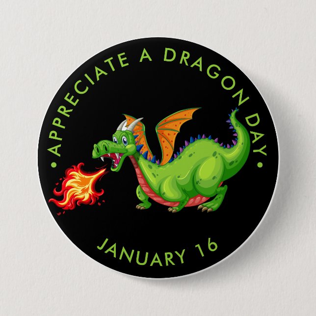 Macaron Rond 7,6 Cm Appréciez une Journée Dragon (Devant)