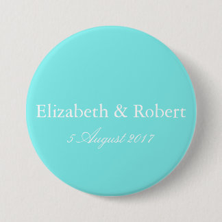 Macaron Rond 7,6 Cm Aqua Belle Aqua Mariage de texte bleu et blanc