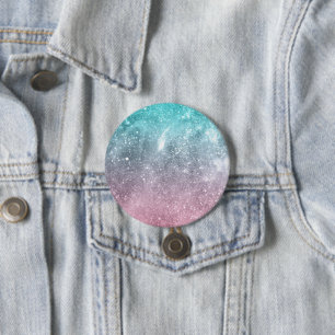 Macaron Rond 7,6 Cm Aqua blue Pink ombre mer galaxie abstraite