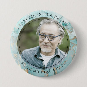 MACARON ROND 7,6 CM AQUA DUSKY BLUE GOLD AGATE SYMPATHIE PHOTO MÉMORIA
