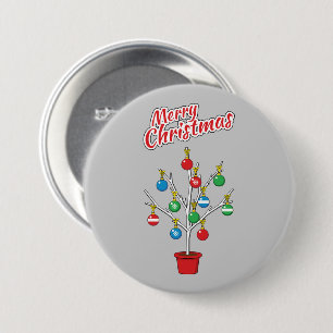 Macaron Rond 7,6 Cm Arbre à branches nues de Noël - Joyeux Noël