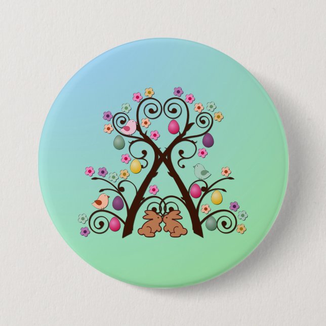 Macaron Rond 7,6 Cm Arbre de Pâques (Devant)