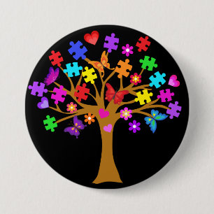 Macaron Rond 7,6 Cm Arbre de sensibilisation sur l'autisme