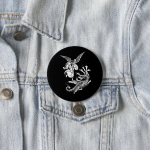 Macaron Rond 7,6 Cm Arch Angel Fighting hydra Dragon illustration d'ar