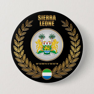 Macaron Rond 7,6 Cm Armoiries de la Sierra Leone