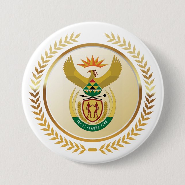 Macaron Rond 7,6 Cm Armoiries de l'Afrique du Sud (Devant)