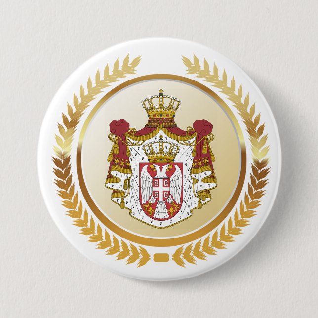 Macaron Rond 7,6 Cm Armoiries de Serbie (Devant)