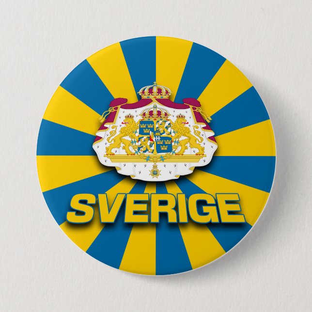 Macaron Rond 7,6 Cm Armoiries de Sverige (Devant)