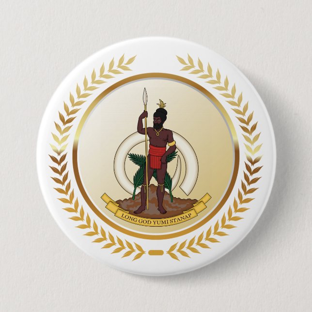 Macaron Rond 7,6 Cm Armoiries de Vanuatu (Devant)