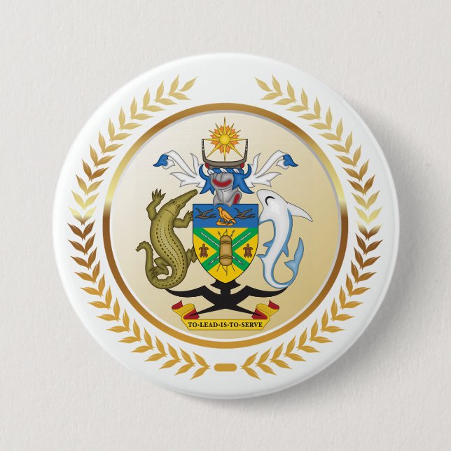 Macaron Rond 7,6 Cm Armoiries des Îles Salomon (Devant)